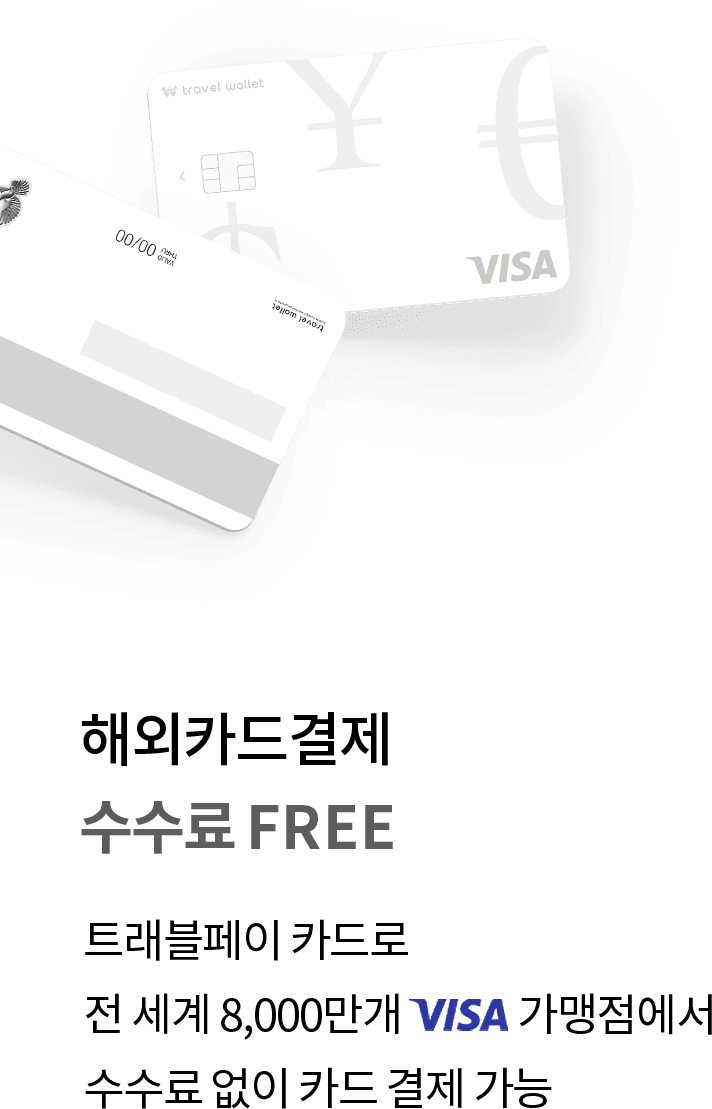 해외카드결제 수수료 FREE, 트래블페이 카드로 전 세계 8,000만개 VISA가맹점에서 수수료 없이 카드 결제 가능